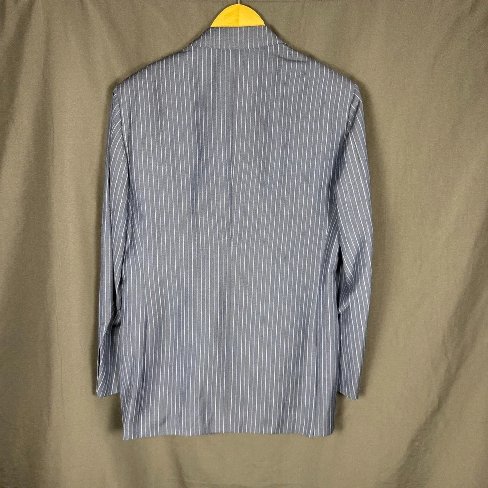 Faconnable Navy Pinstripe Wool Linen Blazer Sz 51 IT/41R Italy Summer - Picture 7 of 15